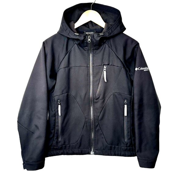 Columbia Sport Womens Jacket Soft Shell Full Zip Hooded Gorpcore Black Small - Picture 1 of 16